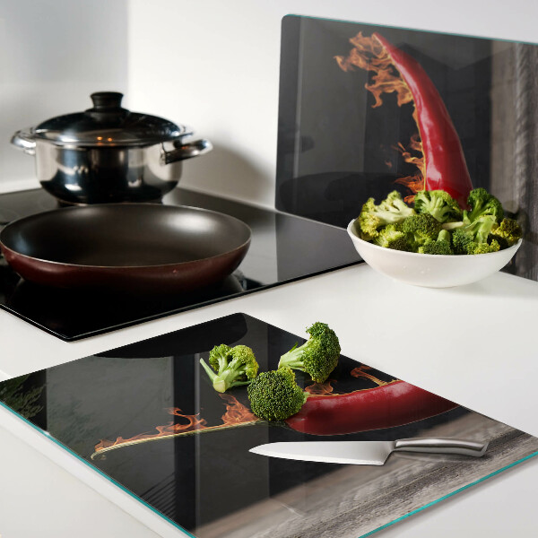 Planche à découper verre Feu et piment
