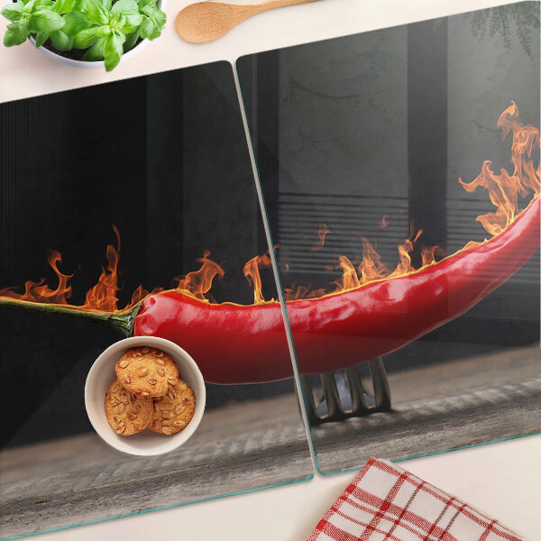 Planche à découper verre Feu et piment