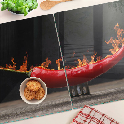 Planche à découper verre Feu et piment