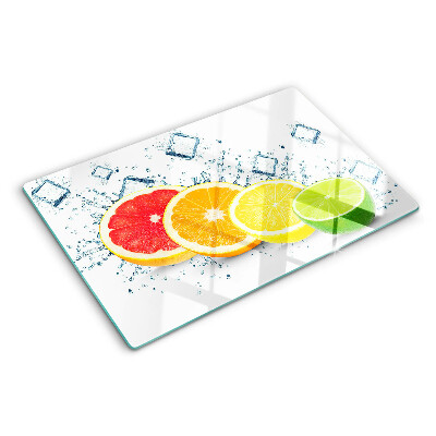 Planche à découper en verre Agrumes en tranches colorées