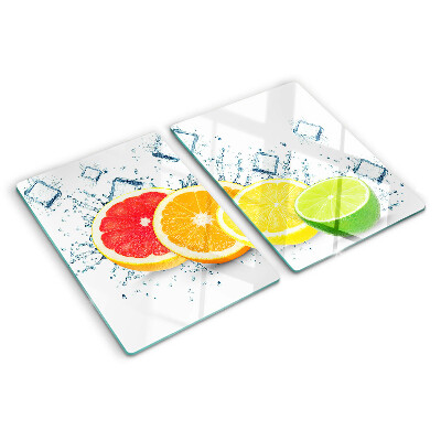 Planche à découper en verre Agrumes en tranches colorées