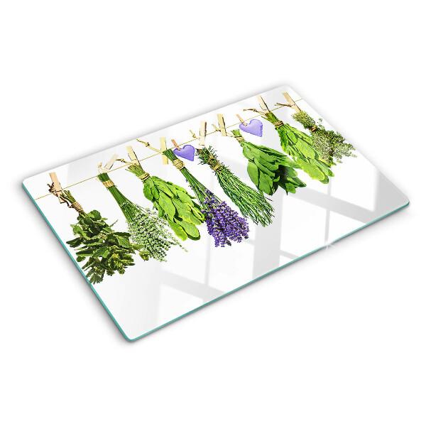 Planche à découper verre Herbes sur une ficelle