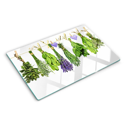 Planche à découper verre Herbes sur une ficelle
