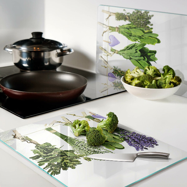 Planche à découper verre Herbes sur une ficelle