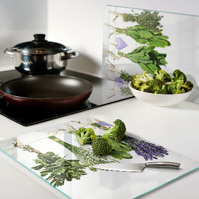 Planche à découper verre Herbes sur une ficelle