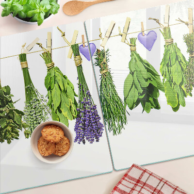 Planche à découper verre Herbes sur une ficelle