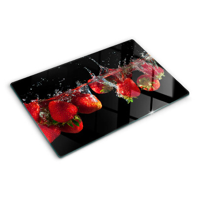 Planche à découper verre Fraises à l'eau