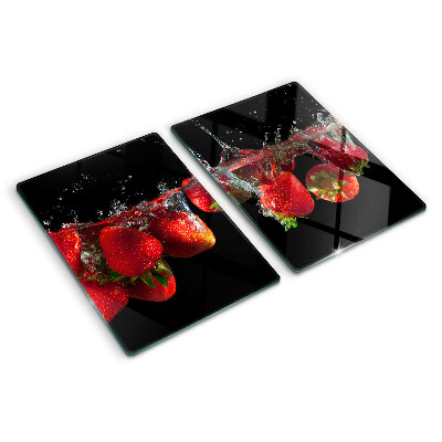 Planche à découper verre Fraises à l'eau