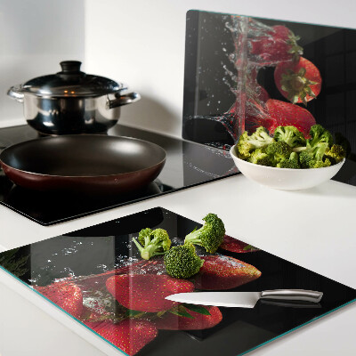 Planche à découper verre Fraises à l'eau