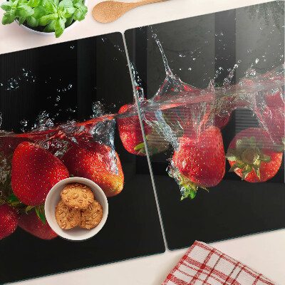 Planche à découper verre Fraises à l'eau