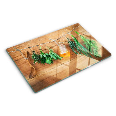 Planche à découper en verre Les herbes dans la cuisine