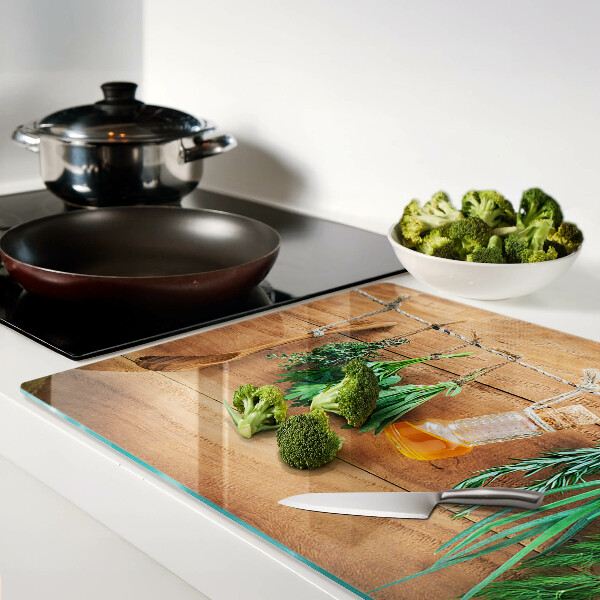 Planche à découper en verre Les herbes dans la cuisine