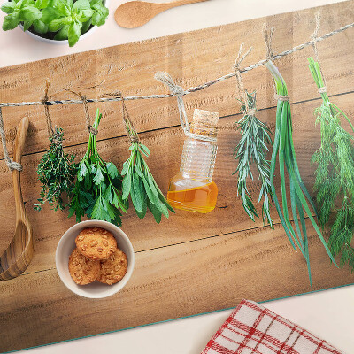 Planche à découper en verre Les herbes dans la cuisine