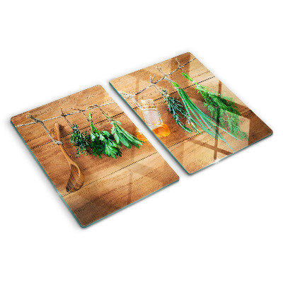 Planche à découper en verre Les herbes dans la cuisine