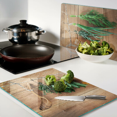 Planche à découper en verre Les herbes dans la cuisine