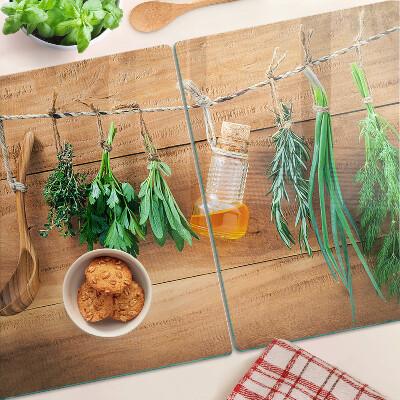 Planche à découper en verre Les herbes dans la cuisine