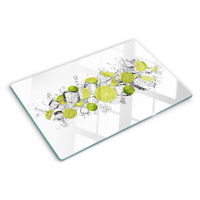 Planche à découper en verre Citrons et glace
