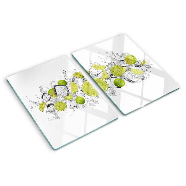 Planche à découper en verre Citrons et glace