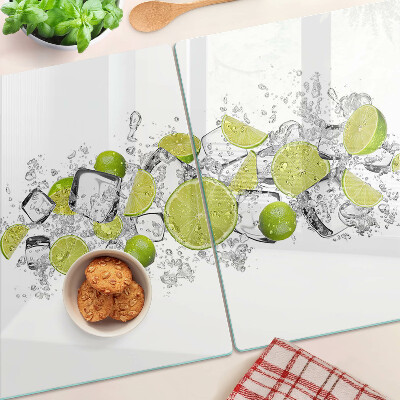 Planche à découper en verre Citrons et glace