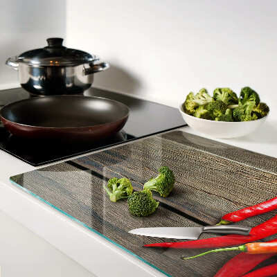 Planche à découper verre Piments sur fond de bois