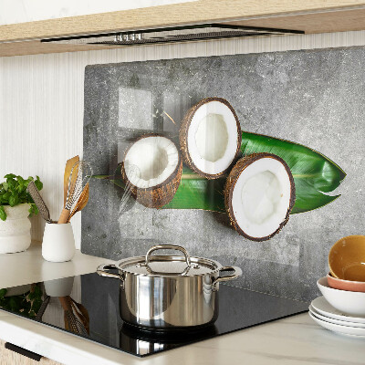 Planche à découper en verre Noix de coco sur fond de béton