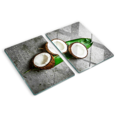 Planche à découper en verre Noix de coco sur fond de béton