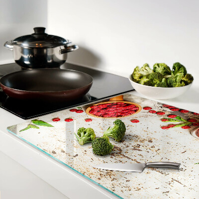 Planche à découper verre Framboises et feuilles