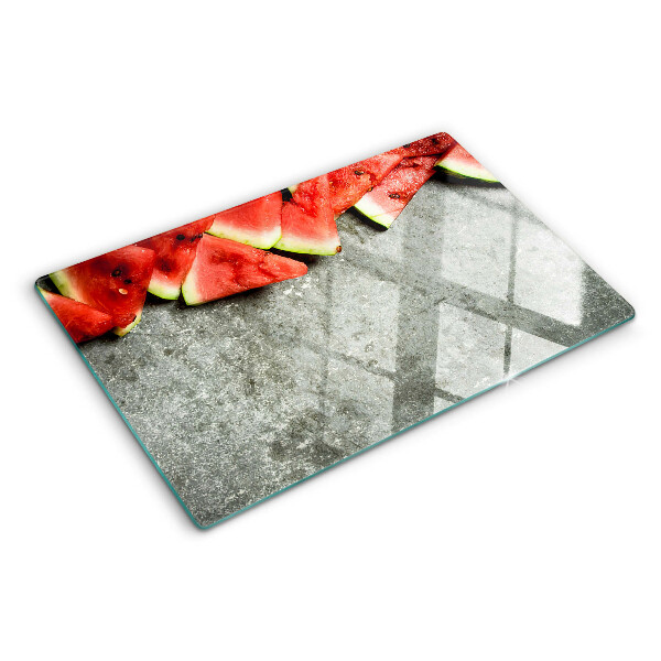 Planche à découper en verre Tranches de pastèque sur fond gris