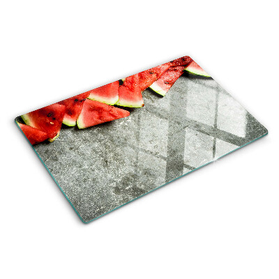 Planche à découper en verre Tranches de pastèque sur fond gris