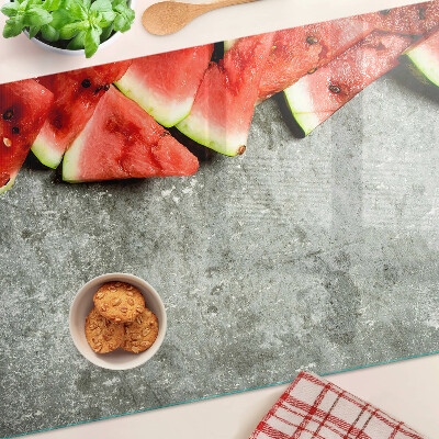 Planche à découper en verre Tranches de pastèque sur fond gris