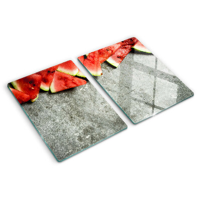 Planche à découper en verre Tranches de pastèque sur fond gris