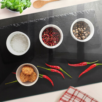 Planche à découper verre Épices et poivrons rouges