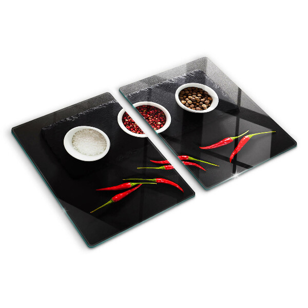 Planche à découper verre Épices et poivrons rouges
