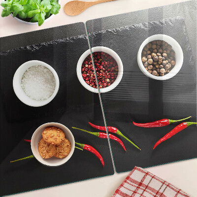 Planche à découper verre Épices et poivrons rouges