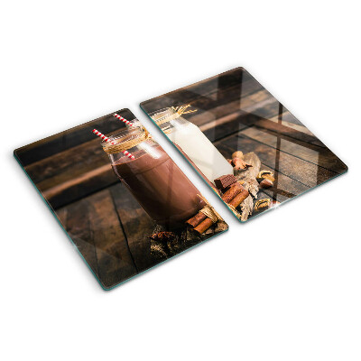 Planche à découper en verre Pots de boissons sur fond de bois