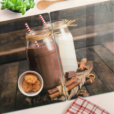 Planche à découper en verre Pots de boissons sur fond de bois