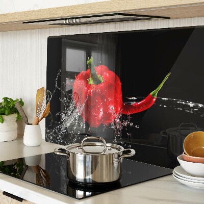 Planche à découper en verre Poivron rouge dans l'eau