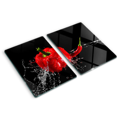 Planche à découper en verre Poivron rouge dans l'eau
