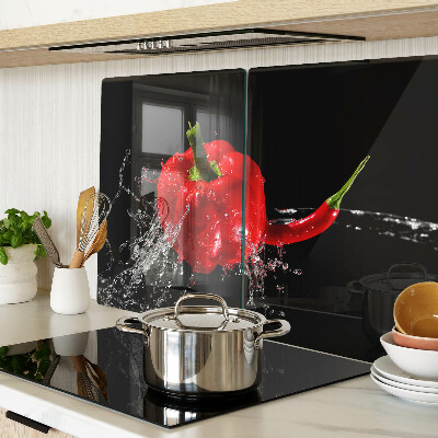 Planche à découper en verre Poivron rouge dans l'eau