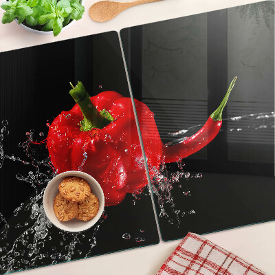 Planche à découper en verre Poivron rouge dans l'eau