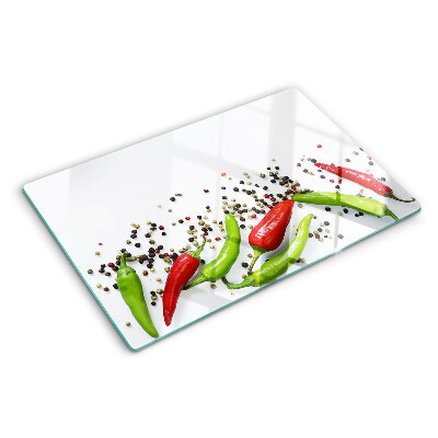 Planche à découper verre Paprika et poivre