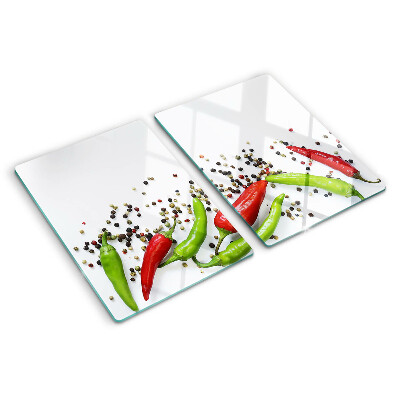 Planche à découper verre Paprika et poivre