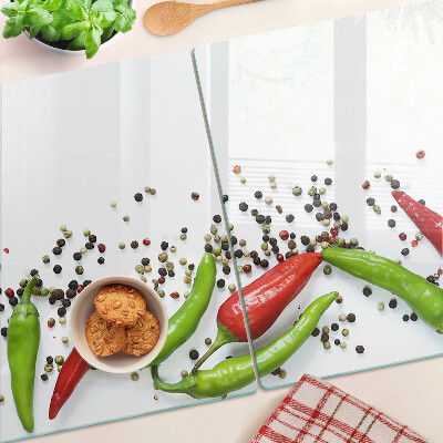 Planche à découper verre Paprika et poivre