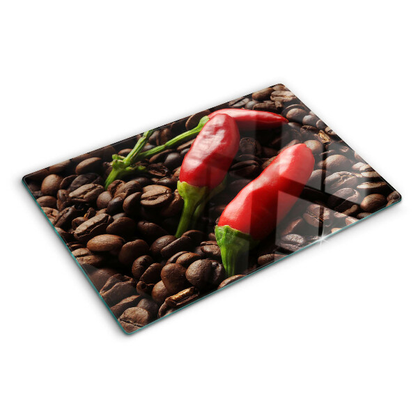 Planche à découper en verre Café et piments