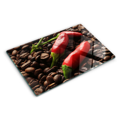 Planche à découper en verre Café et piments