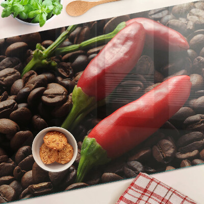Planche à découper en verre Café et piments