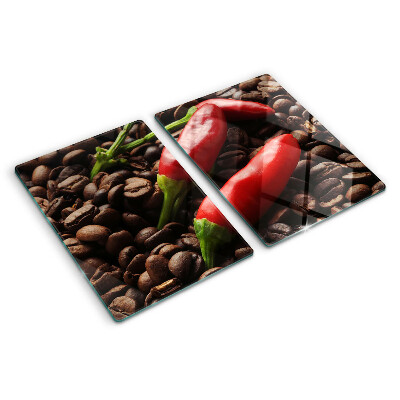 Planche à découper en verre Café et piments