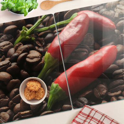 Planche à découper en verre Café et piments