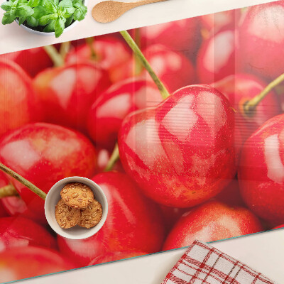 Planche à découper en verre Cerises sur fond rouge