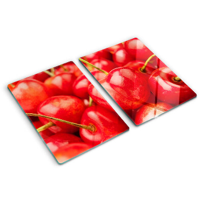 Planche à découper en verre Cerises sur fond rouge